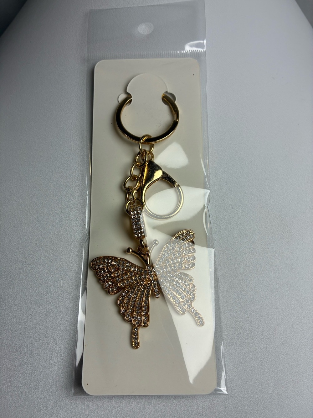 Gold Crystal Butterfly Keychain & Bag Charm - Picture 3 of 5